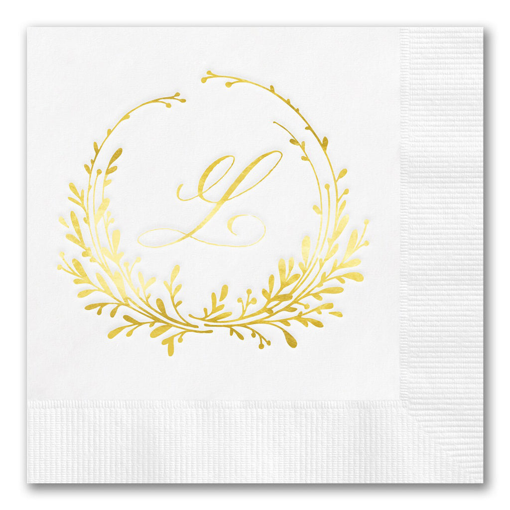 Floral Framed Single Monogram Napkins