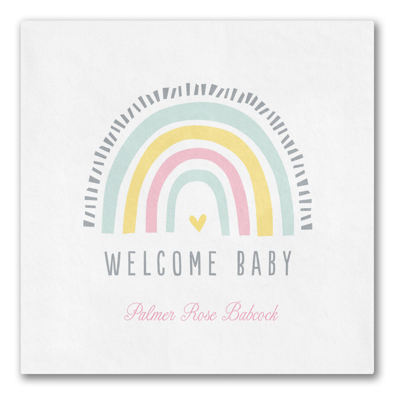 "Welcome Baby" Rainbow Napkins
