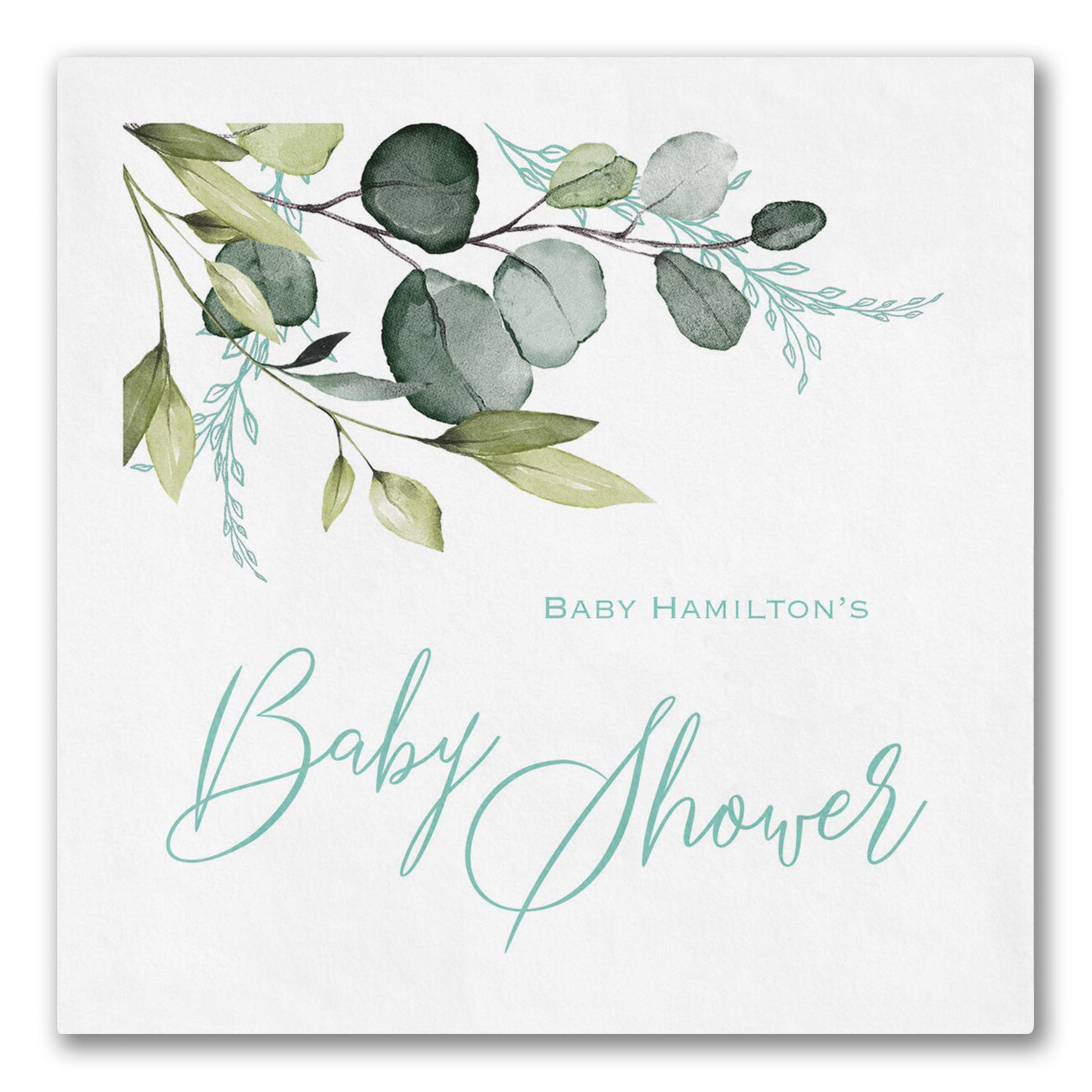 "Baby Shower" Greenery Napkins