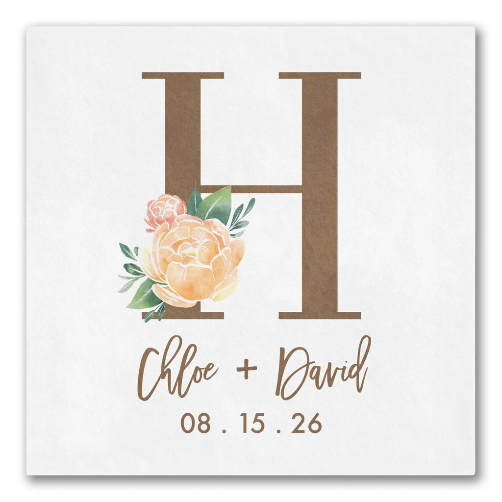 Charming Peony Decorative Initial Napkins
