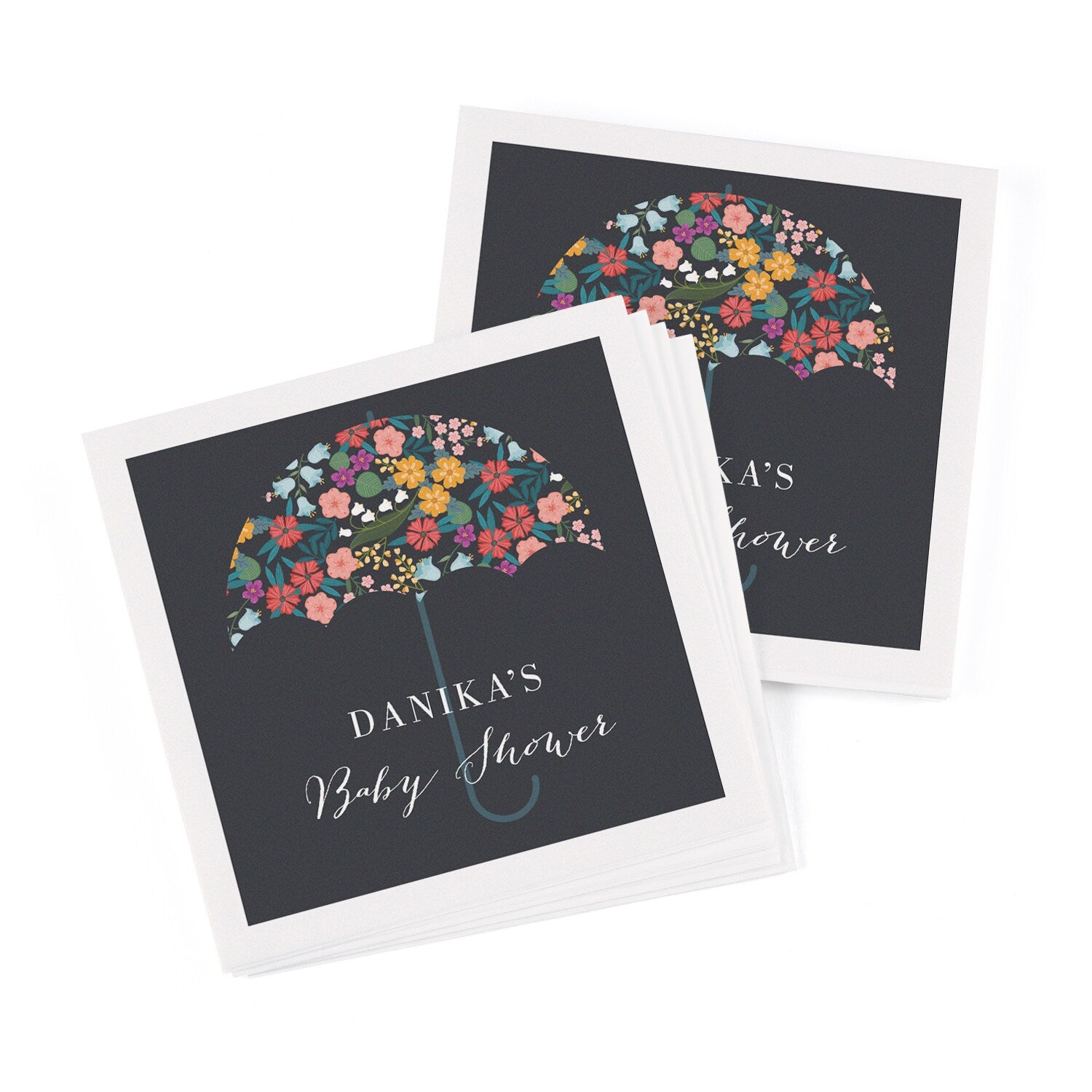 Floral Umbrella "Baby Shower" Napkins