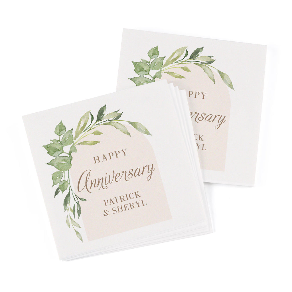 "Happy Anniversary" Greenery Napkins