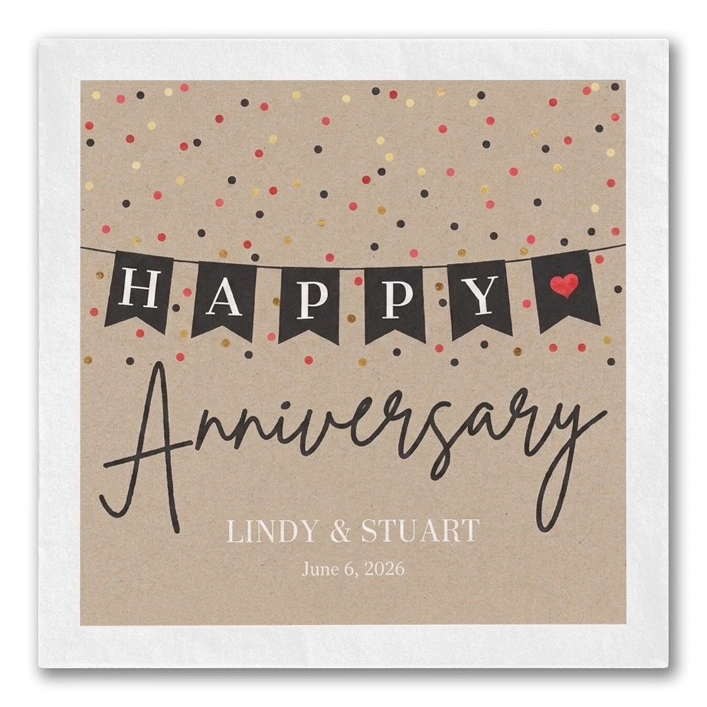 "Happy Anniversary" Heart Banner Napkins