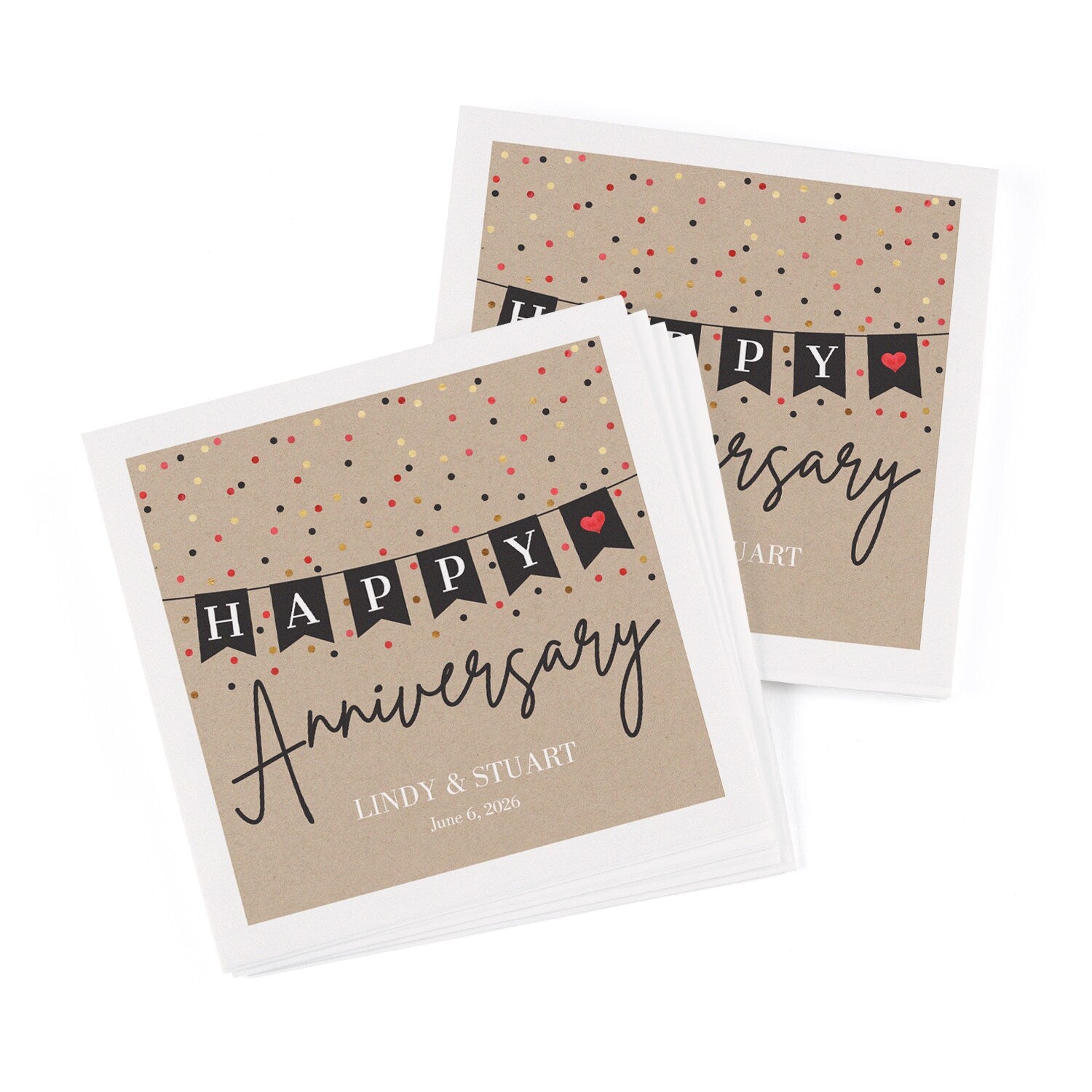 "Happy Anniversary" Heart Banner Napkins