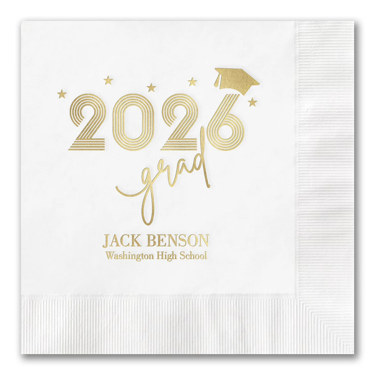 Multi-Lined Retro "grad" Year Napkin
