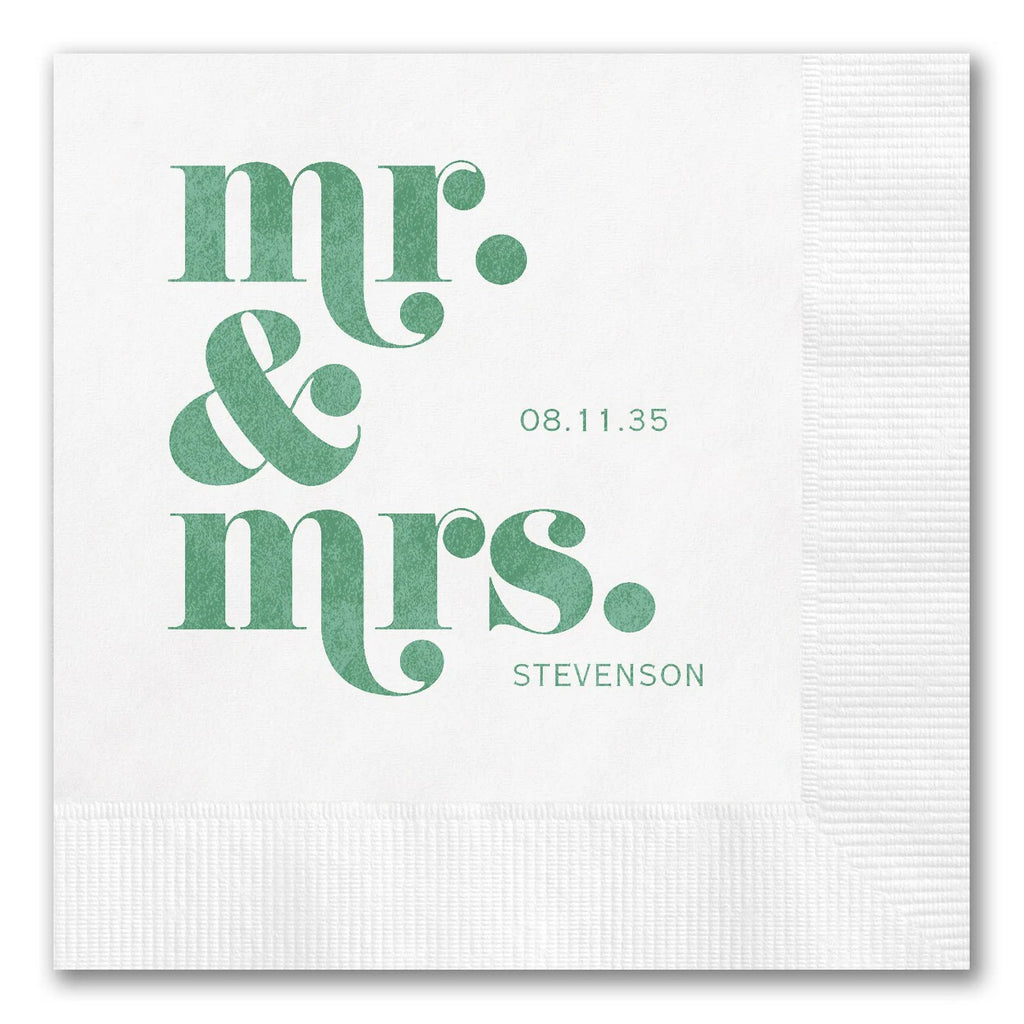 Modern Stacked "Mr. & Mrs." Napkins