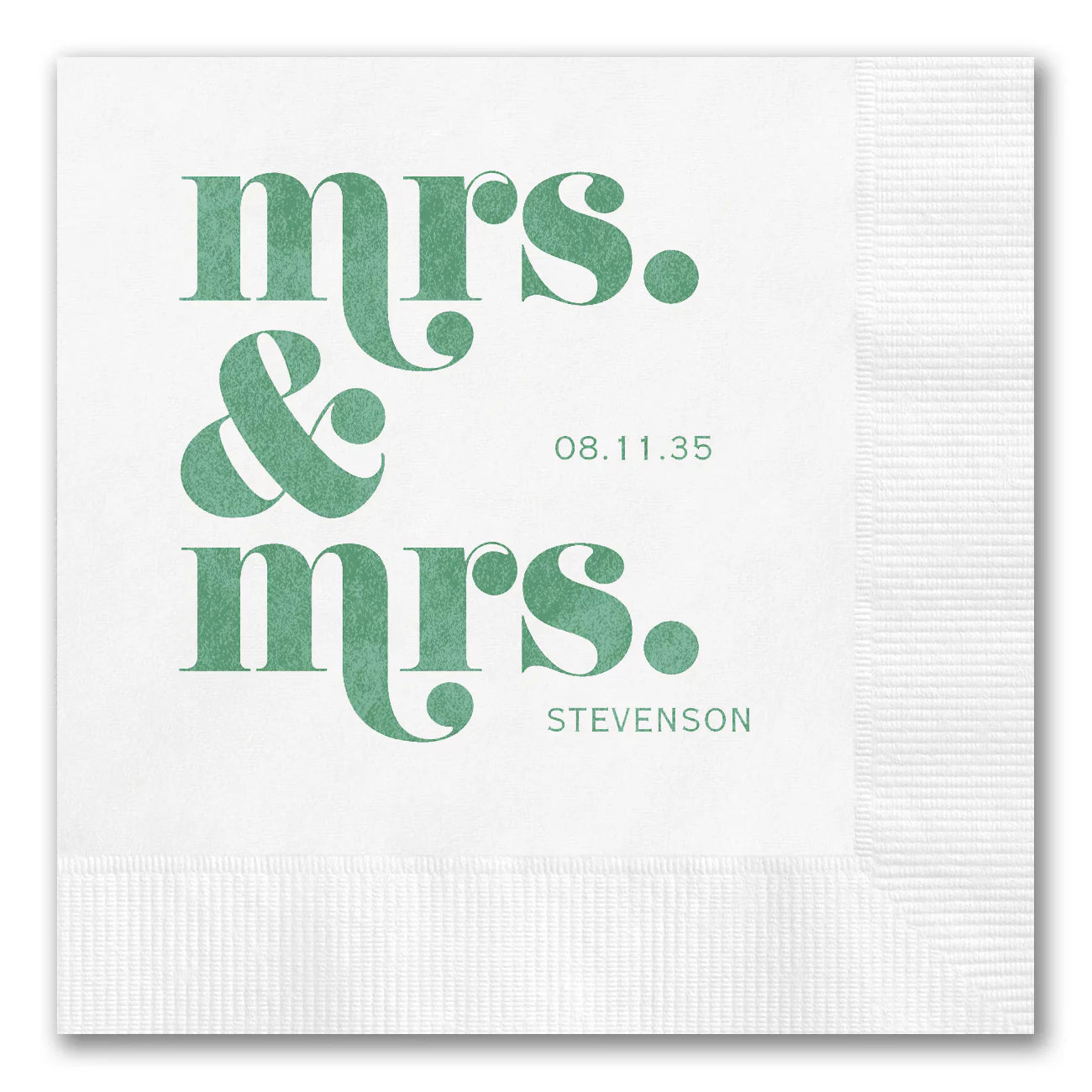 Modern Stacked "Mrs. & Mrs." Napkins