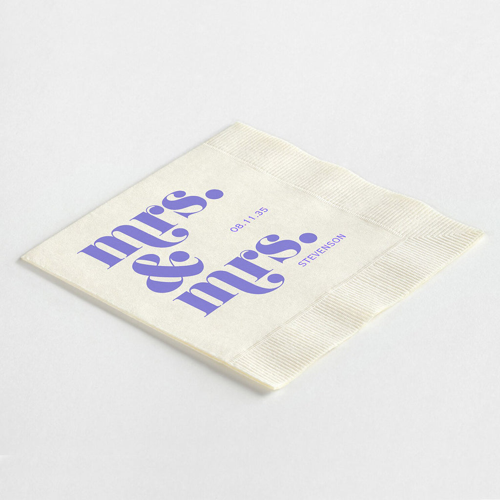 Modern Stacked "Mrs. & Mrs." Napkins