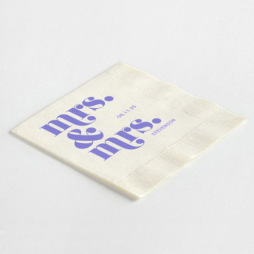 Modern Stacked "Mrs. & Mrs." Napkins