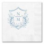 Stacked Monogram Botanical Crest Napkins