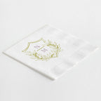 Stacked Monogram Botanical Crest Napkins
