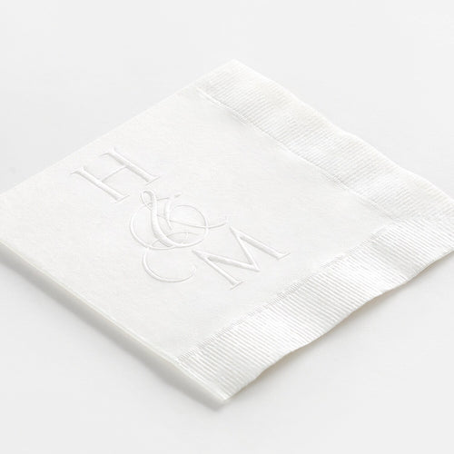 Abundant Ampersand Embossed Monogram Napkins