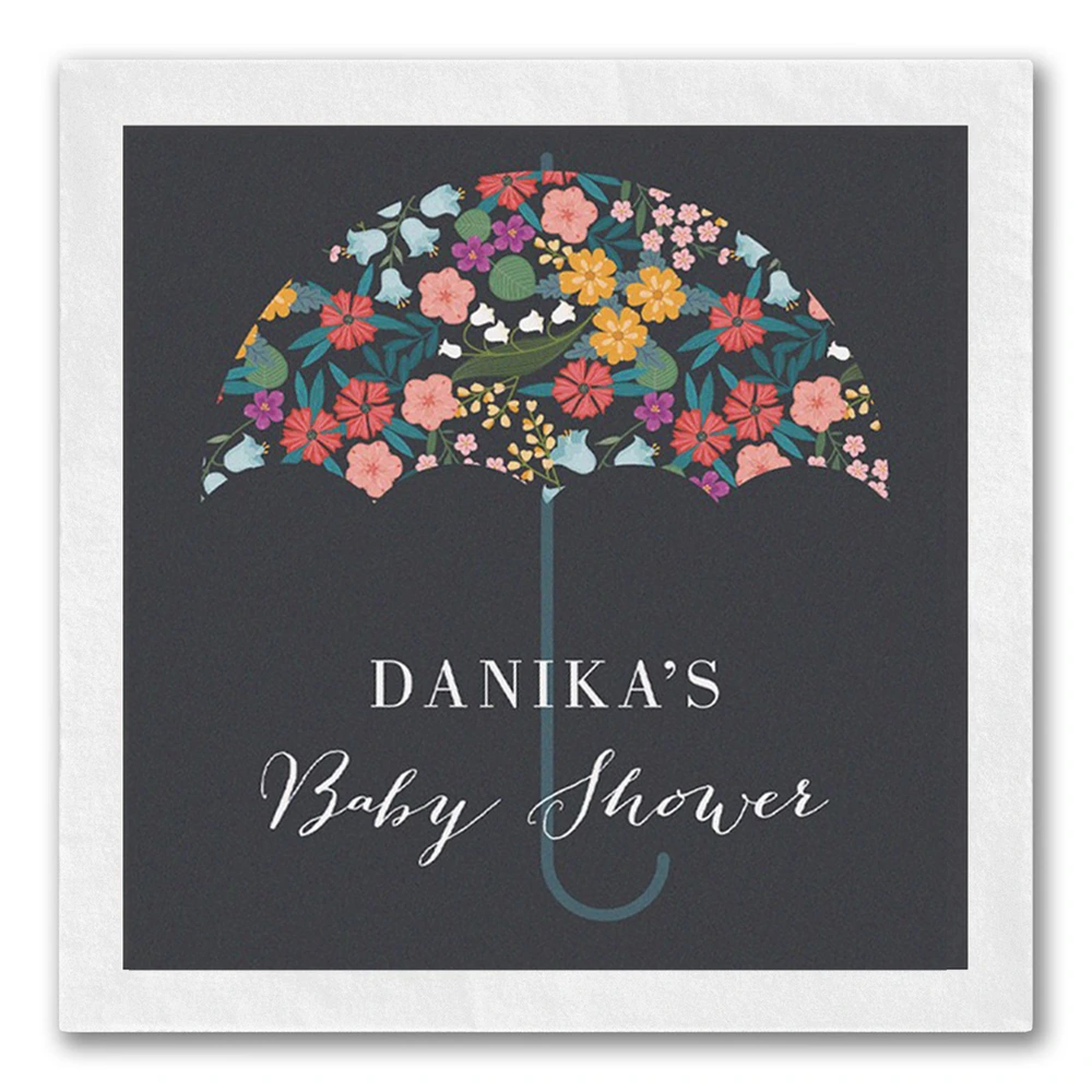 Floral Umbrella "Baby Shower" Napkins