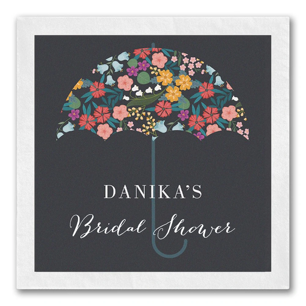Floral Umbrella "Bridal Shower" Napkins