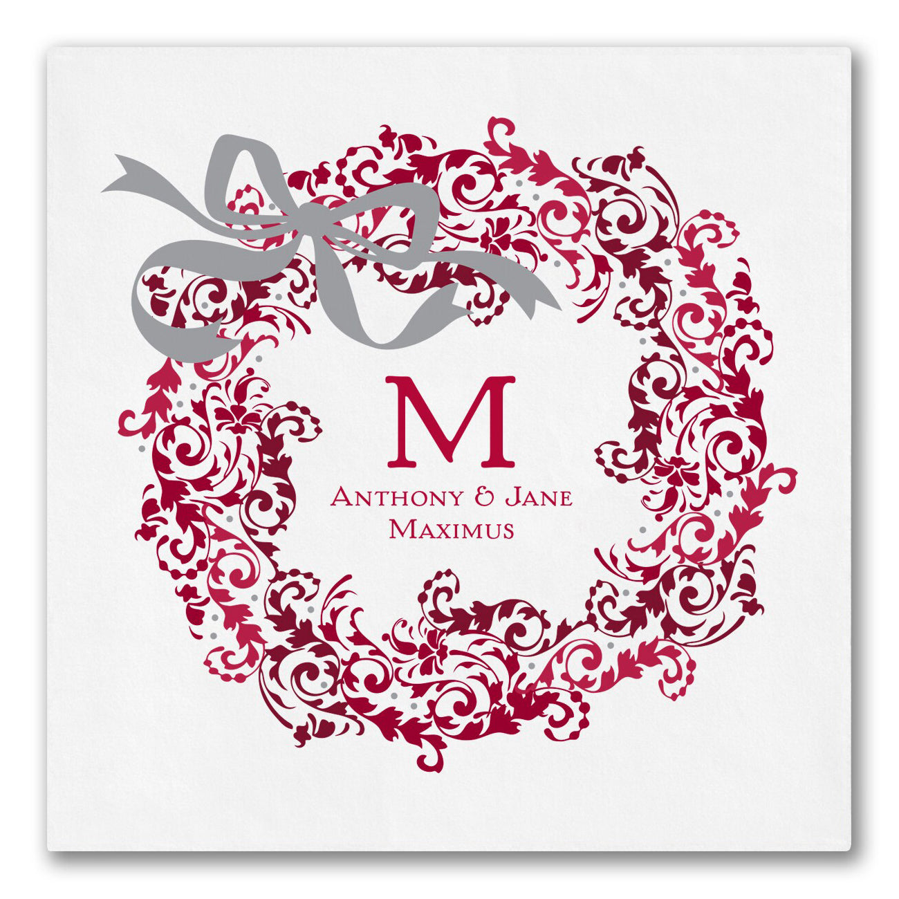 Festive Monogrammed Wreath Napkins