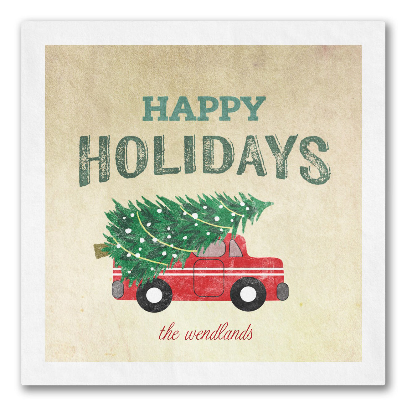 "Happy Holidays" Vintage Truck Napkins