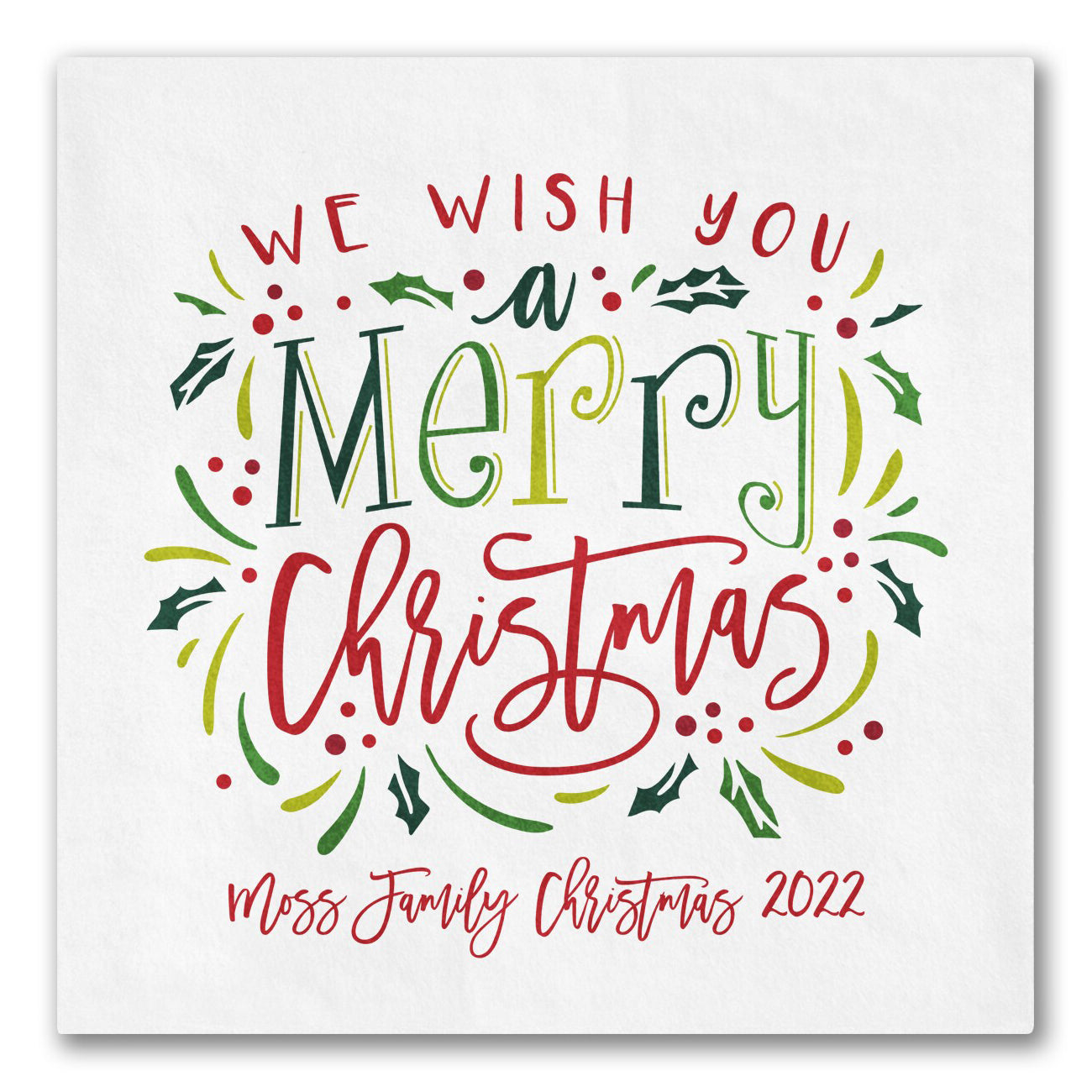 "Merry Christmas" Typography Napkins