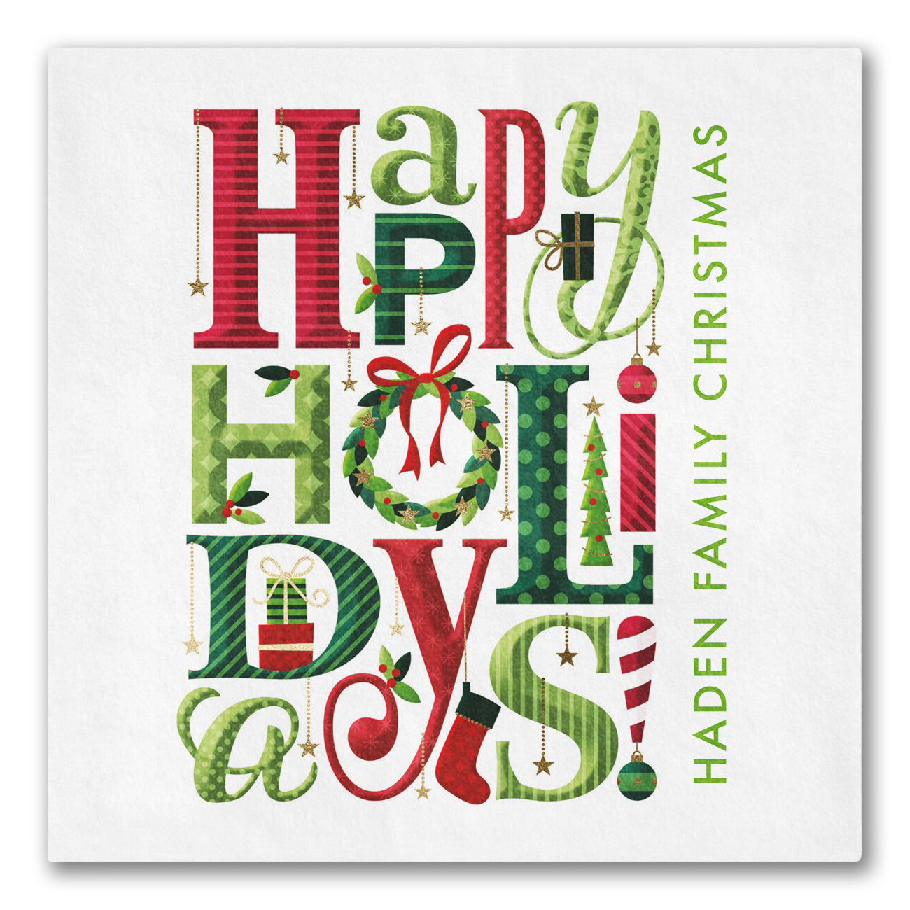 "Happy Holidays" Typography Napkins