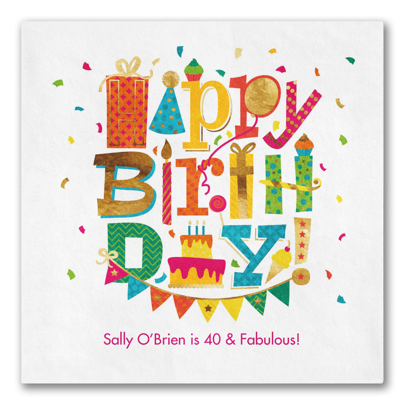 Festive Stacked "Happy BirthDay" Napkins