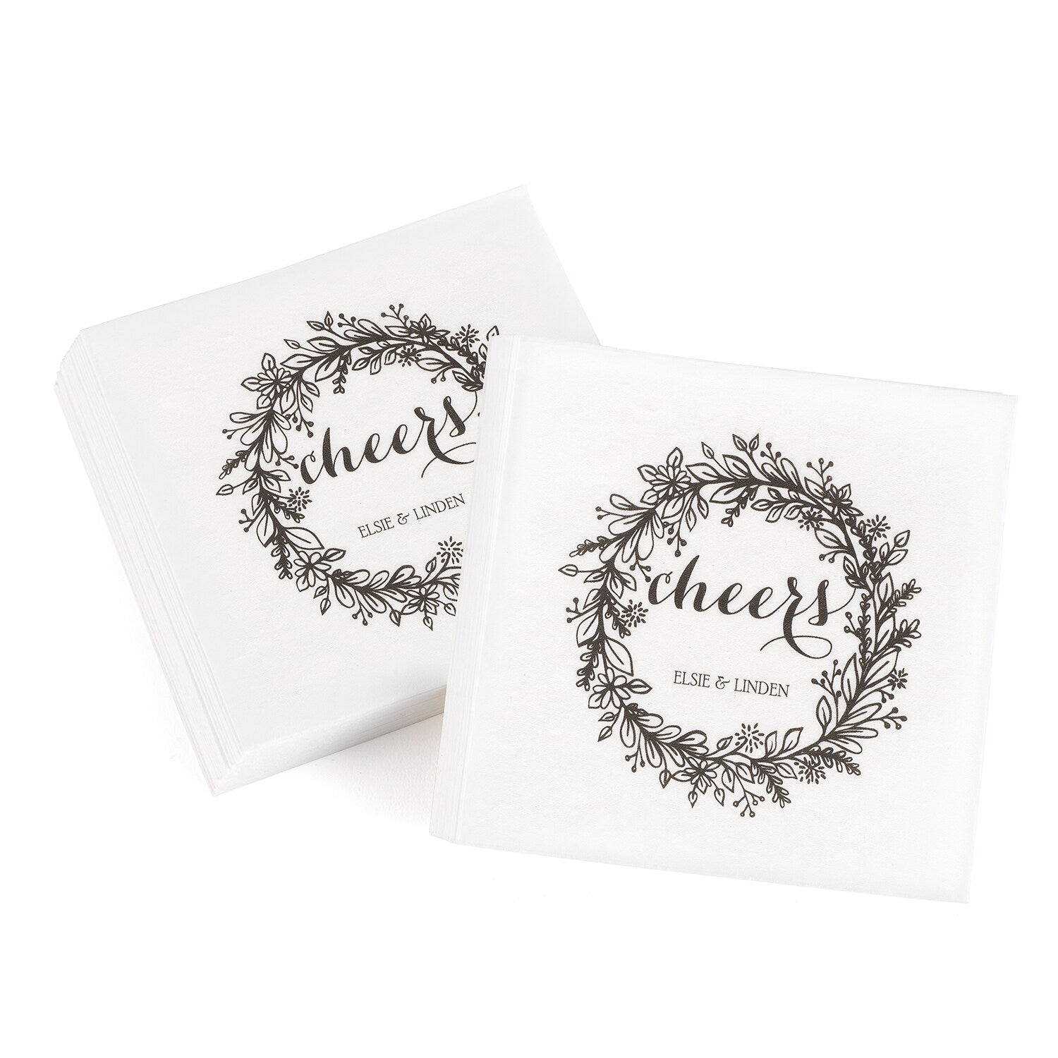 Rustic Wreath "Cheers" Napkins