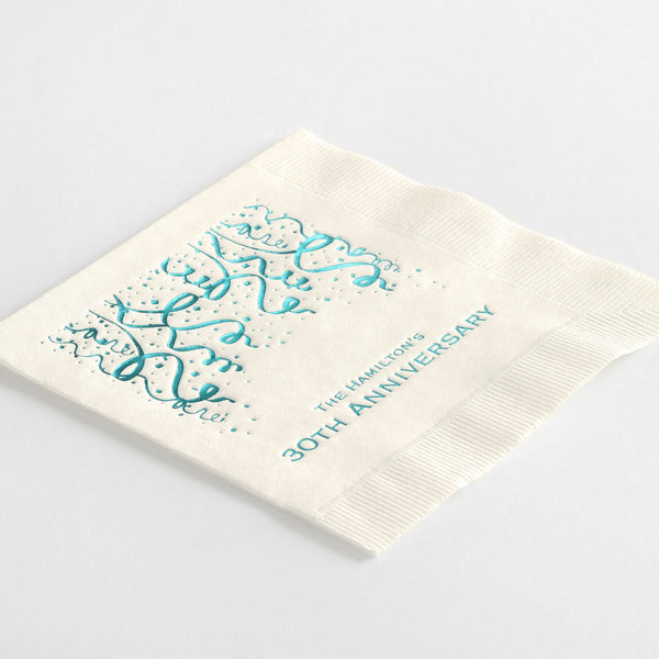 Ecru Napkin / Teal Foil