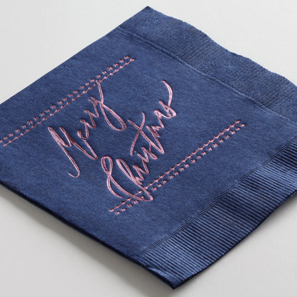 Navy Napkin / Pink Foil