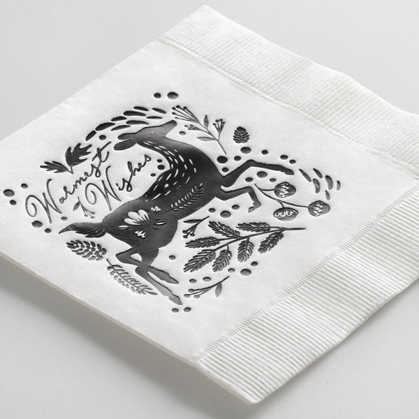 White Napkin / Black Matte Foil